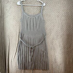 Old Navy Womens Large Dress Gray Knit Sleeveless Belt 100% Cotton Knee Length